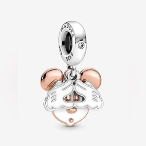 Pandora Disney Mickey Mouse Double Dangle Charm Sterling Silver Rose Gold